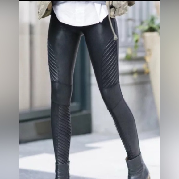 Spanx Size S Faux Moto Leather Leggings for Women - Black - Picture 1 of 7